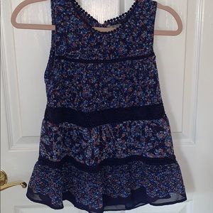 Crochet  and floral tank blouse.